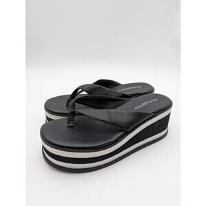 Kelsi Dagger Gigi Platform Wedge Flip Flop Sandal Women's Black Size US7.5 EU38
